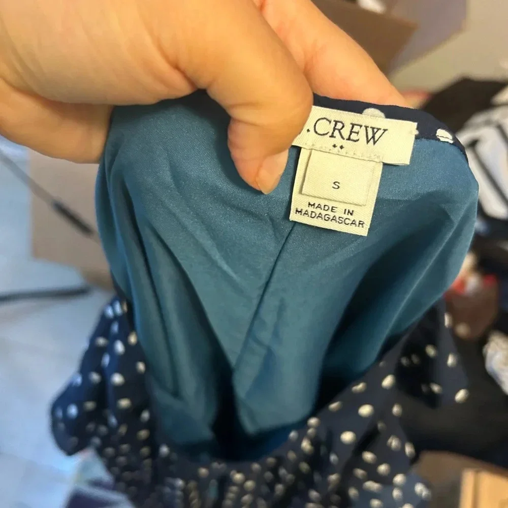 J.Crew Navy Blue Polka Dot Flutter Dress